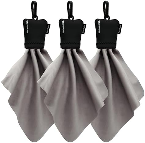 SPUDZ Classic Microfiber Lens Cleaner – Clip-On Pouch, Washable – for Binoculars, Scopes, Glasses, Screens | Classic | Black, 6 x 6 Inch (3-Pack) by SPUDZ