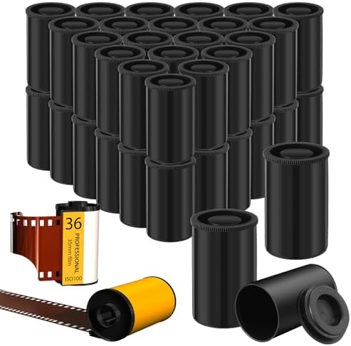 Wenqik 50 Pcs Film Canisters with Caps for Rockets 35 mm Plastic Empty Film Canister Holder Camera Reel Containers for Beads Fish Hook Keys Small Accessories Storage(Black) by Wenqik
