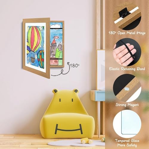 4 Pack 10x12.5 Front-Opening Kids Artwork Frames Changeable (Brown) - Image 6