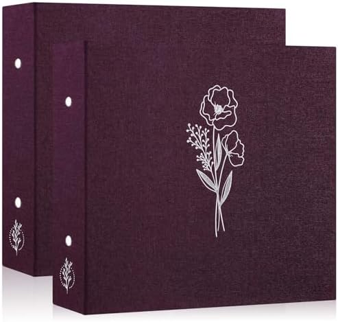 Lanpn Scrapbook Photo Album 12x12 2 Packs, Linen Cover Archival Acid Free Top Load 3 Ring Binder Folder Photo Book 12 x 12 with 30 Plastic Sleeves 60 Pages Purple by Lanpn