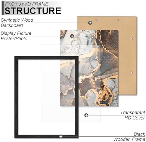 Fxojyvo 10x15 Picture Frame Set of 3 Black Engineered Wood Wall Hanging - Image 3