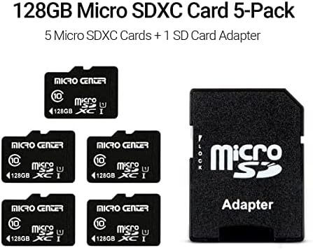 Micro Center 128GB Class 10 MicroSDXC Flash Memory Card with Adapter for Mobile Device Storage Phone, Tablet, Drone & Full HD Video Recording - 80MB/s UHS-I, C10, U1 (5 Pack) - Image 2