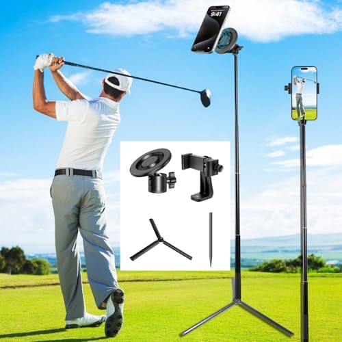 WIGERLON Golf Monopod Stick,Golf Tripod, Golf Recording Stick with Magnetic Phone Holder and a Adjustable Clip Smartphone Holder.irangesports Stick for Golf Swing by WIGERLON