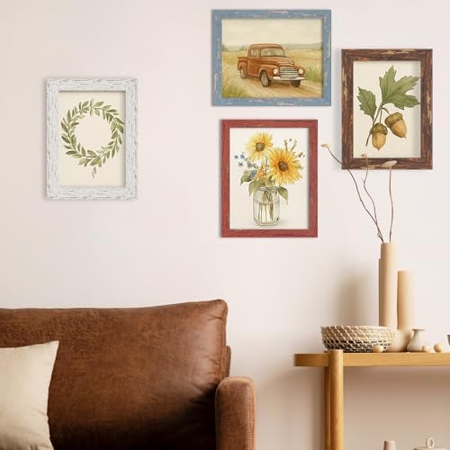 4x6 Rustic Farmhouse Picture Frames with Vintage Prints, Set of 4 - Image 5