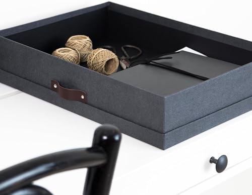Bigso Sverker Fiberboard Legal/Art Storage Box - Scrapbook Storage Box for Papers, Photos, and More - Durable Keepsake Boxes with Lid and Leather Handle - 3.3in x 17.1in x 12.2in - Black - Image 6