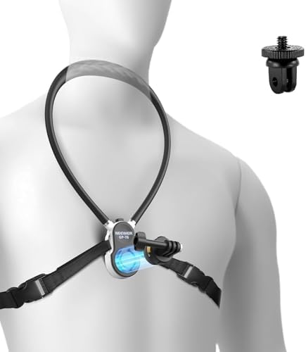 NEEWER GP-76 Magnetic Neck Mount Compatible with GoPro DJI Action Cameras, Quick Release Neck Holder with Air Cushion & Adjustable Chest Strap, Accessories Kit for POV Video Recording Vlogging by Neewer