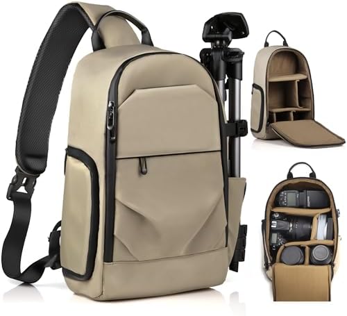 TAAOKA Camera Sling Bag, DSLR/SLR/Mirrorless Camera Backpack Case Shockproof Photography Backpack with Tripod Holder & Removable Modular Inserts Compatible with Canon/Nikon/Sony/Fuji by TAAOKA