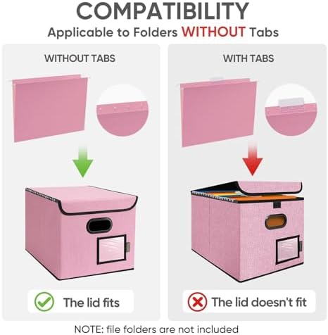 BALEINE File Organizer Box with Lid, Collapsible Hanging File Storage Box - Image 5