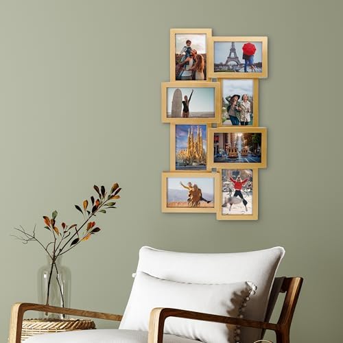 MELANNCO Collage Picture Frame for Wall, 24x12 Inch Gold Photo Collage Frame with 8 Openings for Four 6x4 and Four 4x6 Photos, Staggered Multi-Photo Display, Sawtooth Hangers Included - Image 5