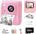 Instant Print Camera for Kids, 1080P Video Camera with 3 Print Rolls by QDH