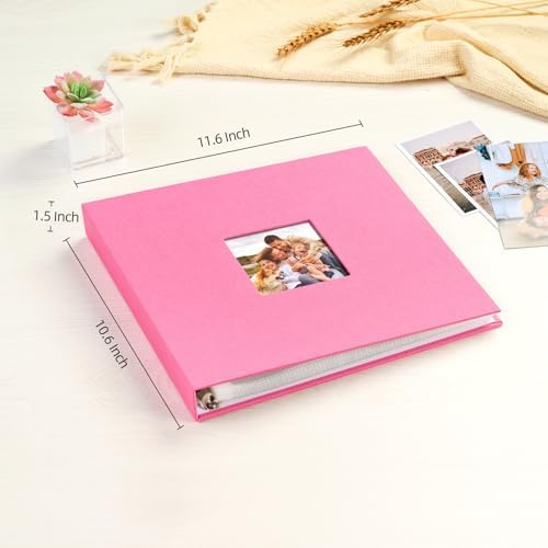 Mublalbum 10x10 Inch 3 Ring DIY Scrapbook Photo Album 80 Pages, Pink - Image 2