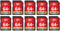 GIGASTONE 64GB SD Card 10-Pack UHS-I U1 Class 10 SDXC Memory Card High Speed Full HD Video Olympus Digital Camera with 10 Mini Cases by Gigastone