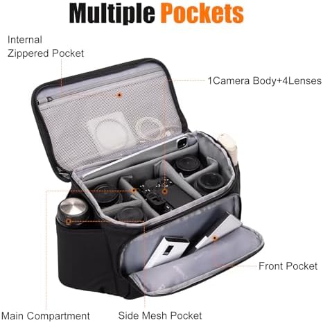 Cwatcun Camera Crossbody Shoulder Messenger Case, DSLR/SLR/Mirrorless Travel Photography Sling Bag with Tripod Holder and Rain Cover for Canon, Nikon, Sony, Fuji Cameras, Lens and Accessories - Image 2