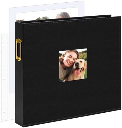 Vienrose 12x12 In 3 Ring Scrapbook Photo Album Leather Black 100 Pages by Vienrose