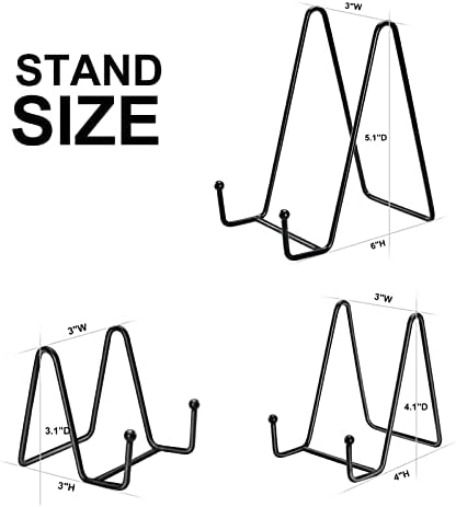 Kruodop 12 Pack Plate Stands for Display, 6 Inch 4 Inch 3 Inch Plate Holder Display Stand, 3 Size Metal Frame Holder Stands for Book, Pictures, Photo Easel, Tabletop Art - Image 2