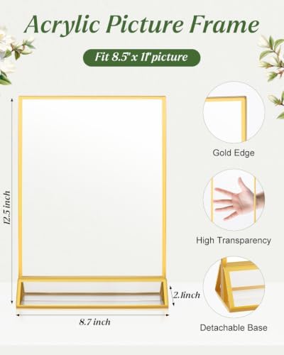 12 Pack 8.5×11 Gold Acrylic Sign Holders, Wedding Table Number Holders - Image 3