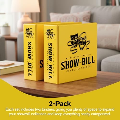 2 Pack of Show-Bill D-Ring Binder for Broadway & Theatre Showbills – Display Binder with 25 Sheet Protectors, Holds & Organizes Stage Collections, Fits 5.5” x 8.5” (Yellow) - Image 2