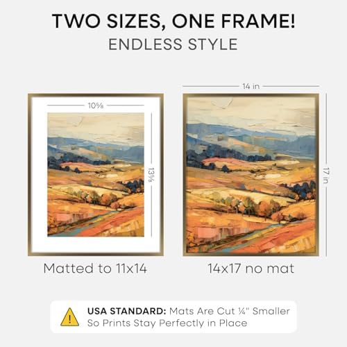 Homeforia 14x17 Bronze Picture Frame, High-End Metal, 11x14 Mat, Glass - Image 2