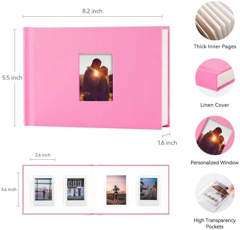 Instax Mini Photo Album with Writing Space, 56 Pockets, Pink - Image 2