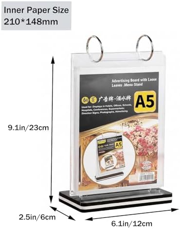 6-Page Flip Menu Holder, Acrylic Tabletop Sign Stand - Image 2