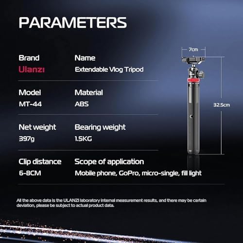 ULANZI MT-44 Auto Open Phone Tripod, 59" Extendable Selfie Stick Vlog Stand - Image 3