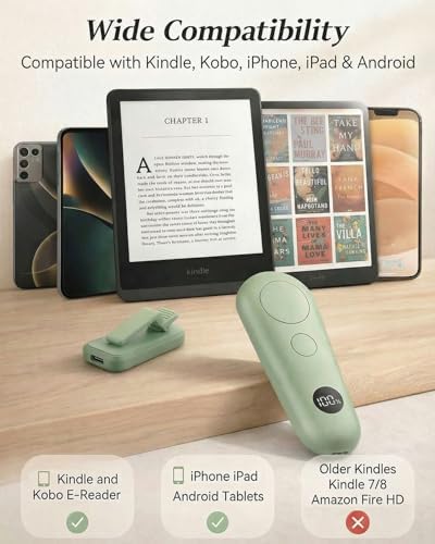 RF Remote Control Page Turner with Upgrade LCD Power Display, Wireless Reading Clicker for Kindle Paperwhite Kobo Oasis iPad, Phone Camera Remote Trigger, 36-Month Warranty (Green) - Image 5