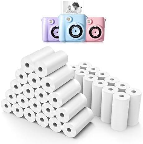 32 Rolls Instant Print Camera for Kids Refill Print Paper - Hikkon Thermal Print Paper Rolls Photo Print HD Printing for Most Kids Instant Camera(White) by Hikkon