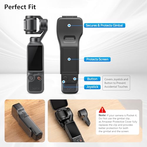 AMAZEAR Gimbal Screen Protective Cover for DJI OSMO Pocket 4/3/Xtra Muse, Pocket4 Accessories Portable Lens Cap Hard Case with Soft Lining for Carry/Protection/Storage, Quick Open/Close, Black - Image 2
