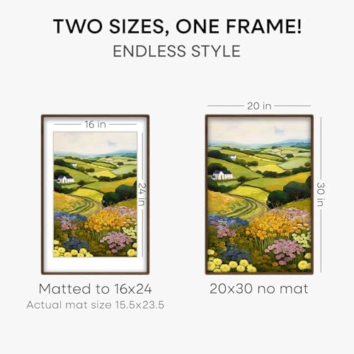 Homeforia 20x30 Mortise&Tenon Walnut Picture Frame, 16x24 Mat, Glass - Image 3