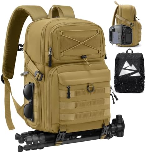 RAINSMORE Camera Backpack, DSLR/SLR/Mirrorless Tactical Camera Bag Cases by RAINSMORE