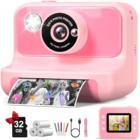 Kids Camera Instant Print, Kids Camera 1080P HD Video Digital Camera by Gofunly