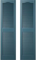 Builders Edge 14.5 in. W x 64 in. H Builders Edge, Standard Cathedral Top Center Mullion, Open Louver Shutters, Includes Matching Installation Spikes (Per Pair), 166 - Midnight Blue by Builders+Edge