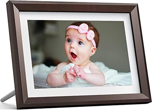 Dragon Touch Digital Picture Frame WiFi 10 inch IPS Touch Screen Digital Photo Frame Display, 32GB Storage, Auto-Rotate, Share Photos via App, Email, Cloud, Classic 10 Brown by DragonTouch