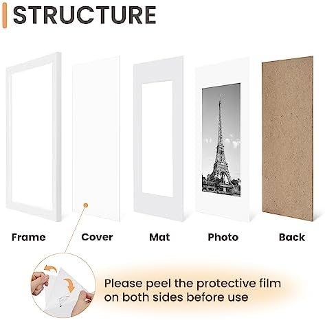 upsimples 8x12 Picture Frame, Gallery Wall Frames Set of 5, White - Image 3