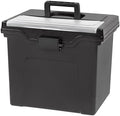 IRIS USA File Box Organizer with Lid, Letter File, Portable Handle, Black by IRISUSA