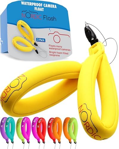 Nordic Flash Floating Wrist Strap (2-pack) for Phone & Action Camera - Compatible with GoPro Hero 13, Insta360 X4, DJI Action 5 Pro, OM System TG-7, Kodak PixPro WPZ2 & iPhone - Bright Yellow by NordicFlash