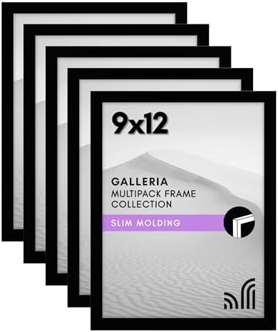 Americanflat 9x12 Picture Frame 5-Pack - Slim Molding - Black by Americanflat