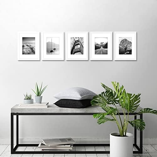 Americanflat 9x12 Picture Frame 5-Pack - Matted to 6x8 - White - Image 5