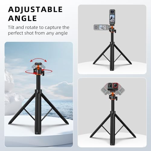 Tripod for Insta360 X5 X6 ACE Pro 2, 55” Selfie Stick Quick Release Extension Rod Table Desk Portable Handle Grip Stand with Cold Shoe for Insta 360 X5 X6, ACE Pro 2, X4 Air Accessories - Image 5