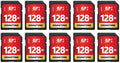 GIGASTONE 128GB SD Card 10-Pack UHS-I U1 Class 10 SDXC Memory Card Full HD Video for Digital Camera, Speed up to 80MB/s, Full-Sized SD Card, with 10 mini Cases by Gigastone