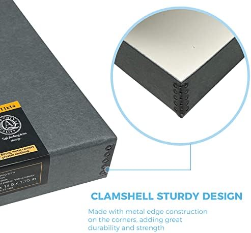 Lineco Clamshell Archival Storage Box, 11.5x14.5x1.75 Inch, Gray, Pack of 2 - Image 4