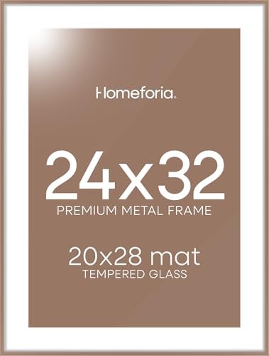 Homeforia 24x32 Mocha Poster Frame, High-End Metal, 20x28 Mat, Glass by Homeforia