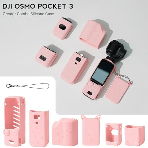 Pocket 3 Case, Cute Silicone Protective Case Compatible with DJI Osmo Pocket 3 Creator Combo, Lightweight Screen Protector Grip Cover Accessories for Xtra Muse - Cat Paw Pink - Image 3