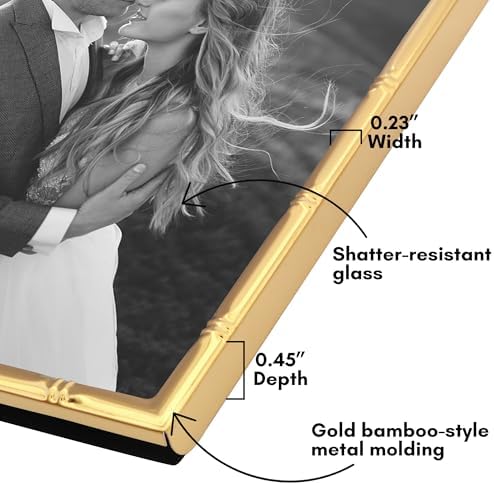 Americanflat 5x7 Bamboo Picture Frame - Metal - Gold - Image 3