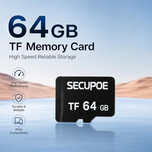 64GB TF Memory Card Class 10 FAT32 High Speed Reading/Writing for Security Camera Dash Cam 24/7 Recording,Black - Image 2
