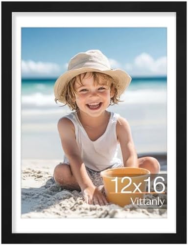 Vittanly 12x16 Picture Frame Made of Solid Wood for Wall Mounting, Black by Vittanly