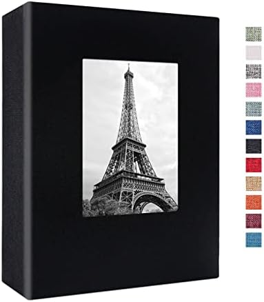 Vienrose 4x6 Photo Album,100 Pockets,Linen Cover with Window,Black by Vienrose