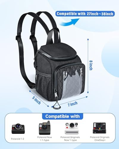 PLOZANO Shockproof Camera Sling Bag Compatible with Polaroid Now 3rd2nd Gen, Now+, Go Gen 2 OneStep Instant Camera, Crossbody Small Camera Backpack, Camera Carrying Case for Accessories & Film (7x5x8) - Image 4