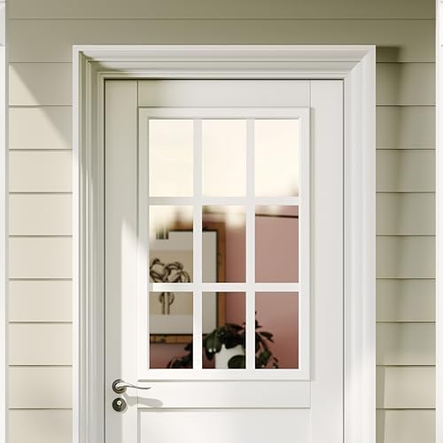22" x 36" Enclosed Shutters, 9-Lite Entry Door Double Tempered Glass Replacement - Frame Size, Clear Tempered Glass Insert Kit, Privacy, Easy Installation and Maintenance, White - Image 6