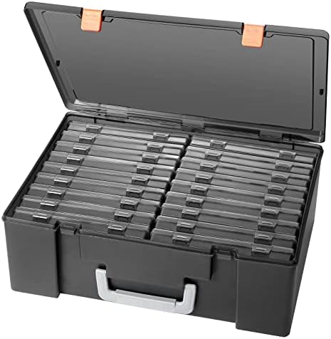 Photo Storage Box 4" x 6", 18 Inner Extra Large Photo Case Large Photo Organizer Acid-Free Photo Box Storage Photo Keeper Photo Storage Case, Plastic Craft Storage Box for Photo Stickers Stamps Seeds (Black, 18 Boxes) by Gbivbe